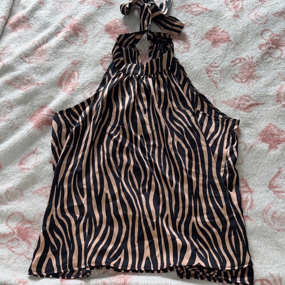 Zebra/cheetah Print Halter Top, L